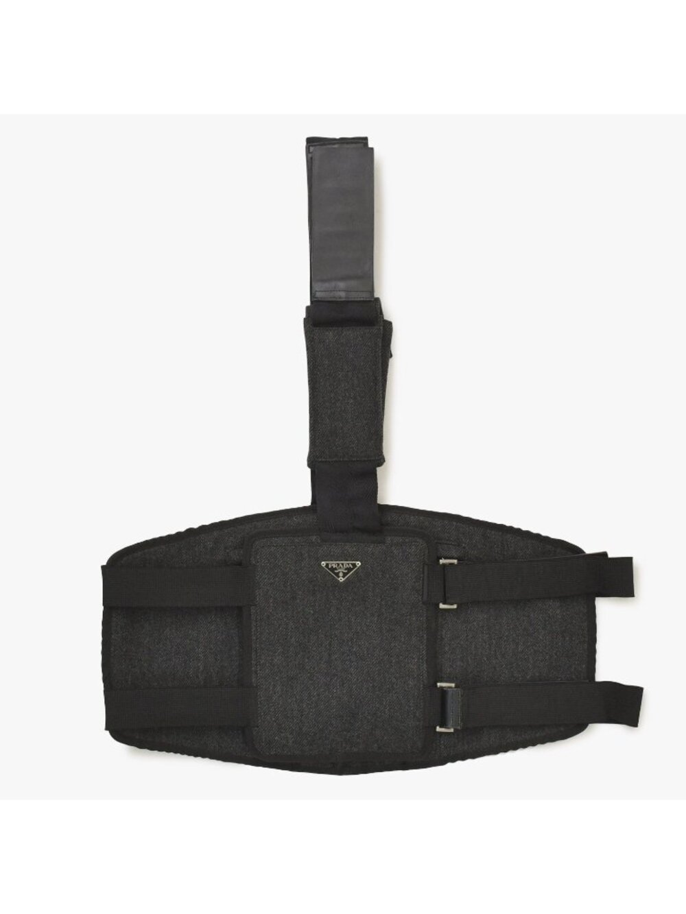 Prada Belt Bag Harness Triangle Logo Gray Black Silver